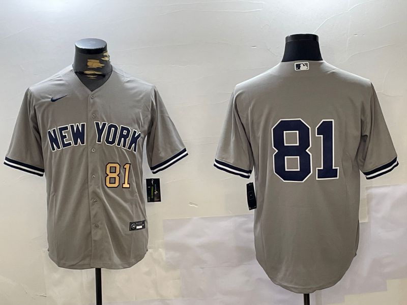 Men New York Yankees 81 No Name Grey Game 2024 Nike MLB Jersey style 10273
